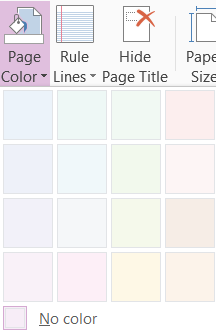 OneNote: Page Color showing various pastel colors